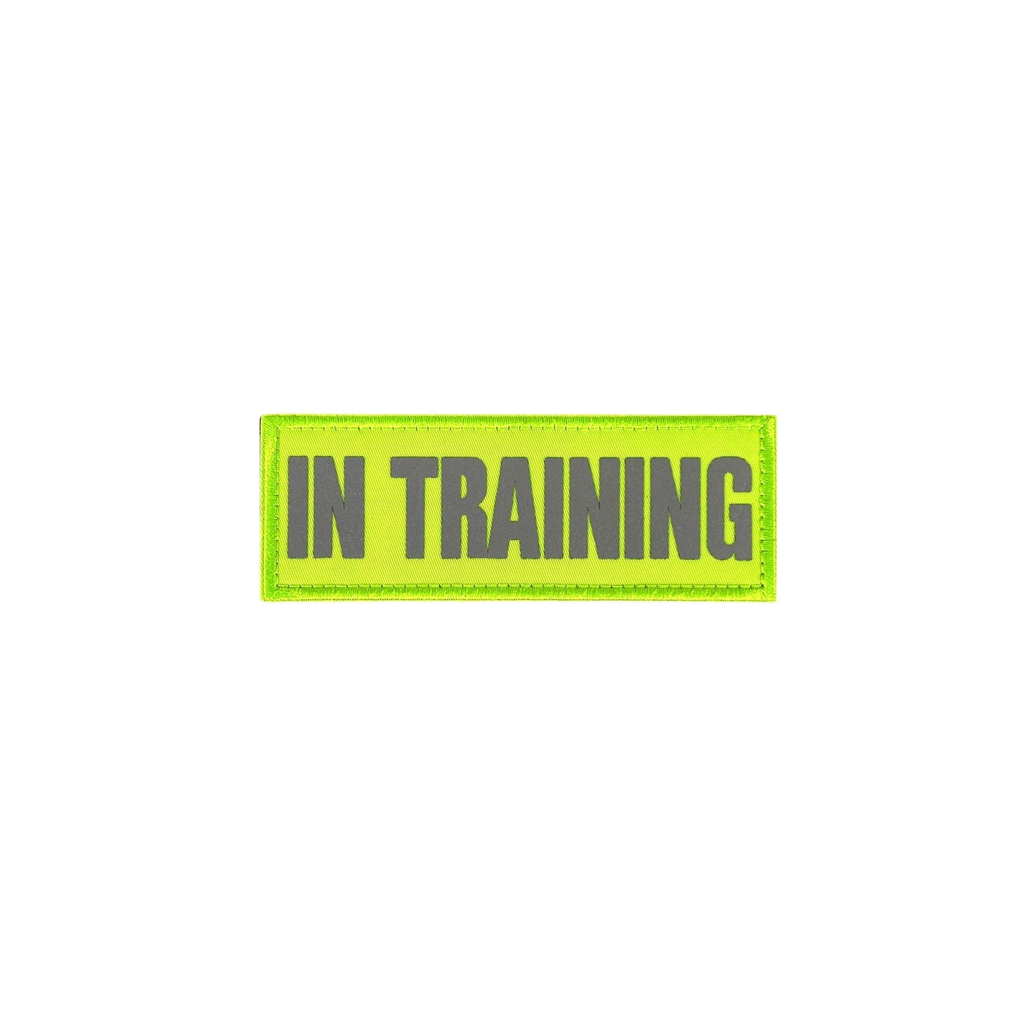 Bright yellow patch with "IN TRAINING" in bold gray letters.