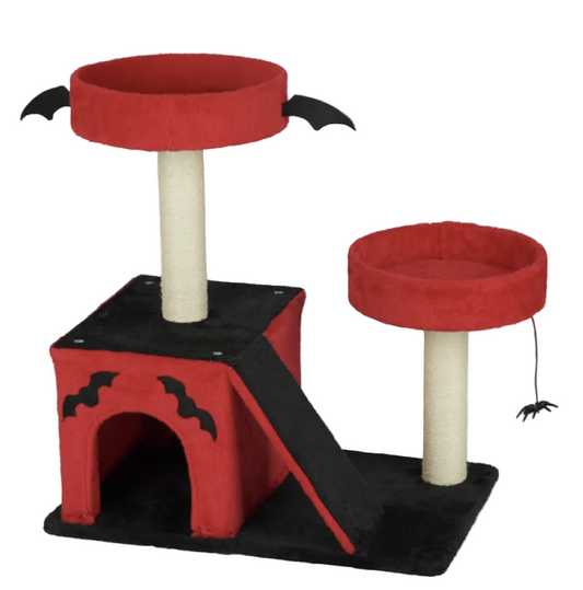 Dracula Cat Tower – Halloween Cat Tree with Scratching Posts & Hideaway