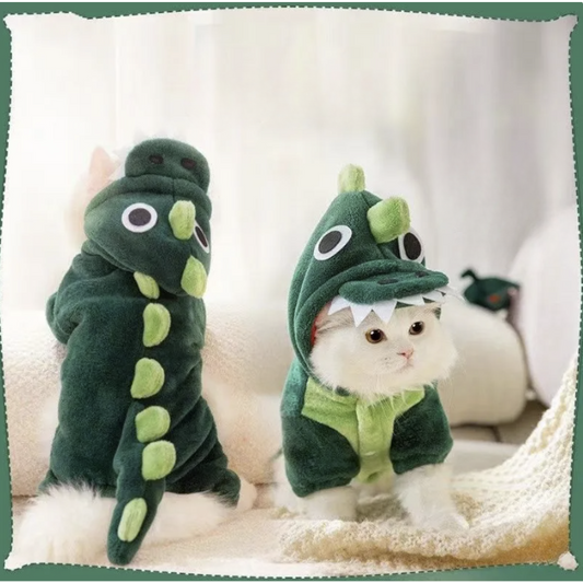 Dinosaur Cat Costume – Anti-Lint Cozy Apparel for Your Feline Friend