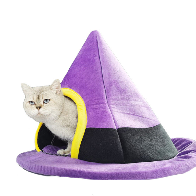 WhiskerWitch Cozy Cat Hat Nest – Halloween Edition