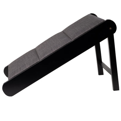 Foldable Wooden Pet Ramp for Bed, Couch, or Vehicle (Black/Gray)