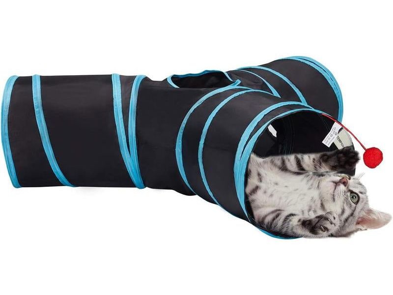 Pet Cat Tunnel Tube Toys 3 Way Collapsible, Tunnels for Indoor Cats, Kitty Bored Peek Hole Toy Ball Cat, Puppy, Kitty, Kitten, Rabbit