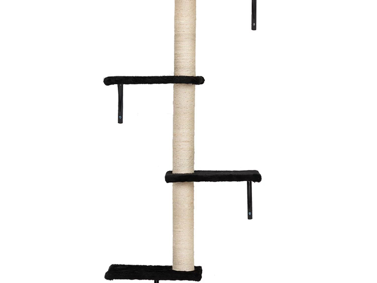 Cat Wall Shelves and Perches Set, Cat Tower for Adult Cats Mounted Cat Tree House for Indoor Cats Modern Furniture for Cat Sleeping Playing Lounging Climbing Cat Tree for Large, Black