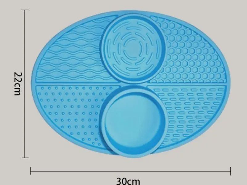Pet Licking Mat Slower Feeder Pad for Dogs Silicone Double Bowl Slow Feeding Pad