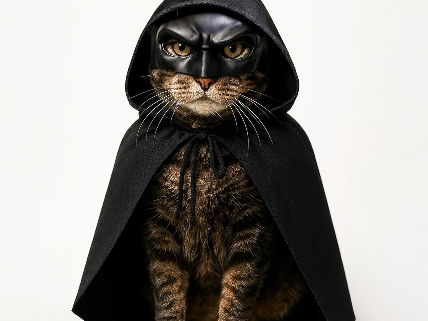 Black Bat Cat Costume with Cloak, Funny Bat Mask and Cat Cloak , Cat Outfit and Hoodie for Cosplay, Halloween, Cat Clothes and Accessories for Indoor Cats, Bat Cat Mask and Apparel, Superhero Easter Pet Costume (Big - Middle)