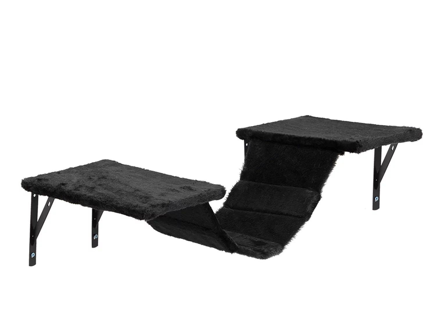 Cat Wall Shelves and Perches Set, Cat Tower for Adult Cats Mounted Cat Tree House for Indoor Cats Modern Furniture for Cat Sleeping Playing Lounging Climbing Cat Tree for Large, Black