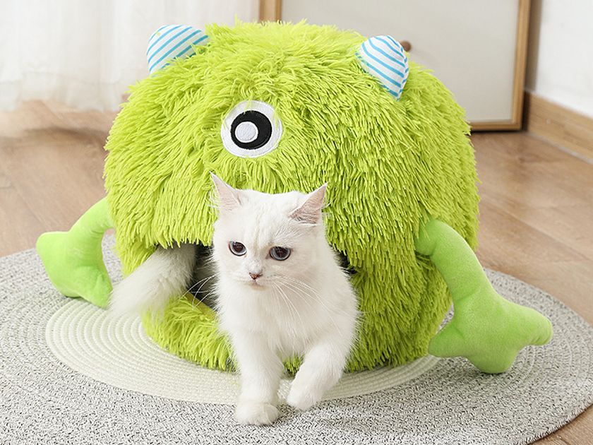 Cat Beds for Indoor Cats Cat Bed Machine Washable Fluffy round Pet Bed Non Slip Calming Soft Plush Cuddler Cushion Self Warming for Small Dogs Kittens