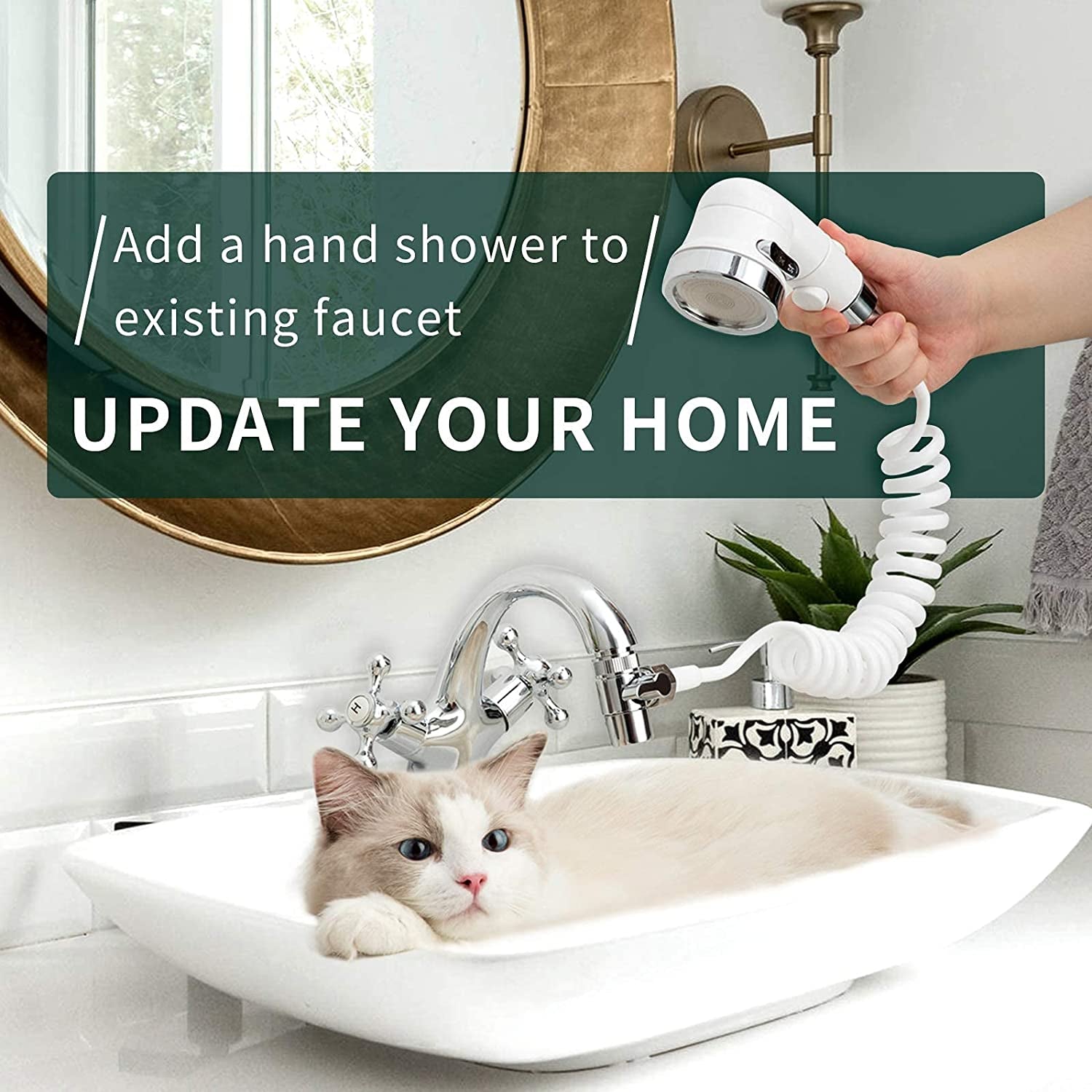 Sink Faucet Sprayer Attachment - Versatile Shower Head for Tub Faucets, Ideal for Dog Bathing and Multi-Purpose Use in Laundry, Bathroom, and Kitchen