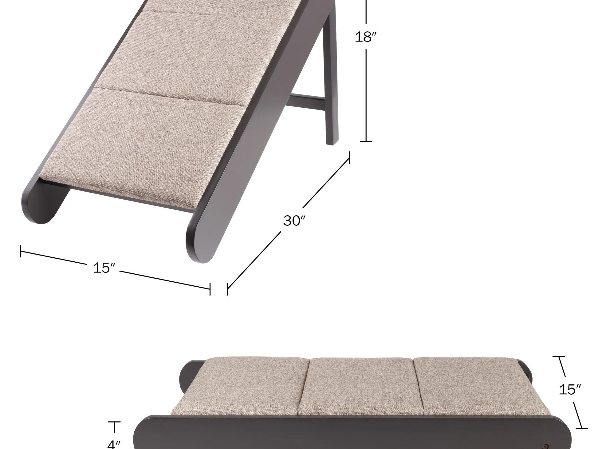 Foldable Wooden Pet Ramp for Bed, Couch, or Vehicle (Gray/Cream)