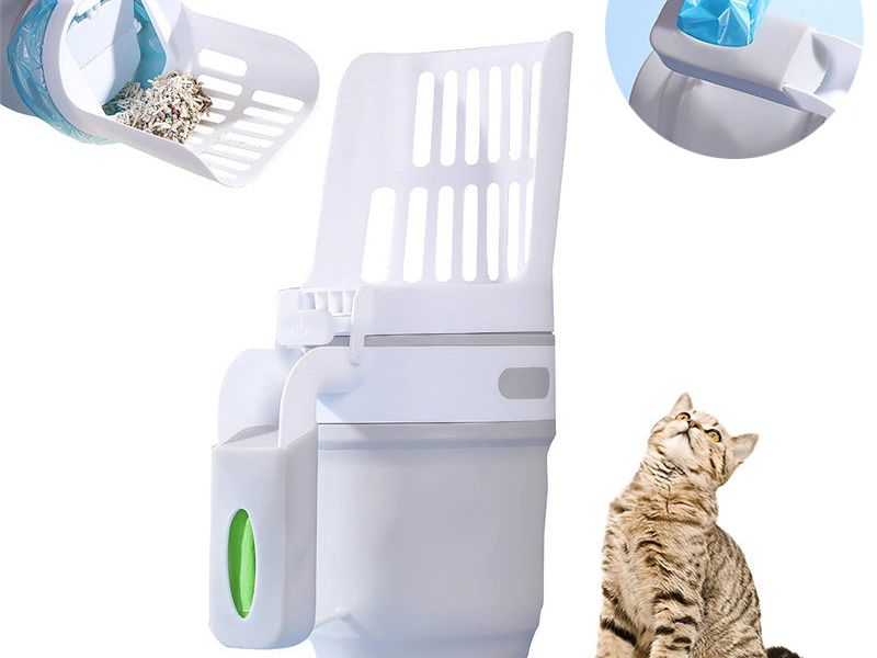 Upgrade Widen Cat Litter Shovel Scoop with Refill Bags Large Cat Litter Box Self Cleaning Cat Waste Bin System Pet Supplies Pet Products