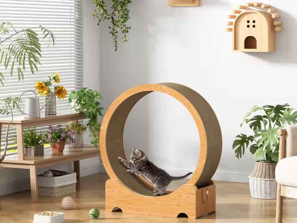 Cat Treadmill Exercise Wheel Corrugated Cat Scratcher, Large