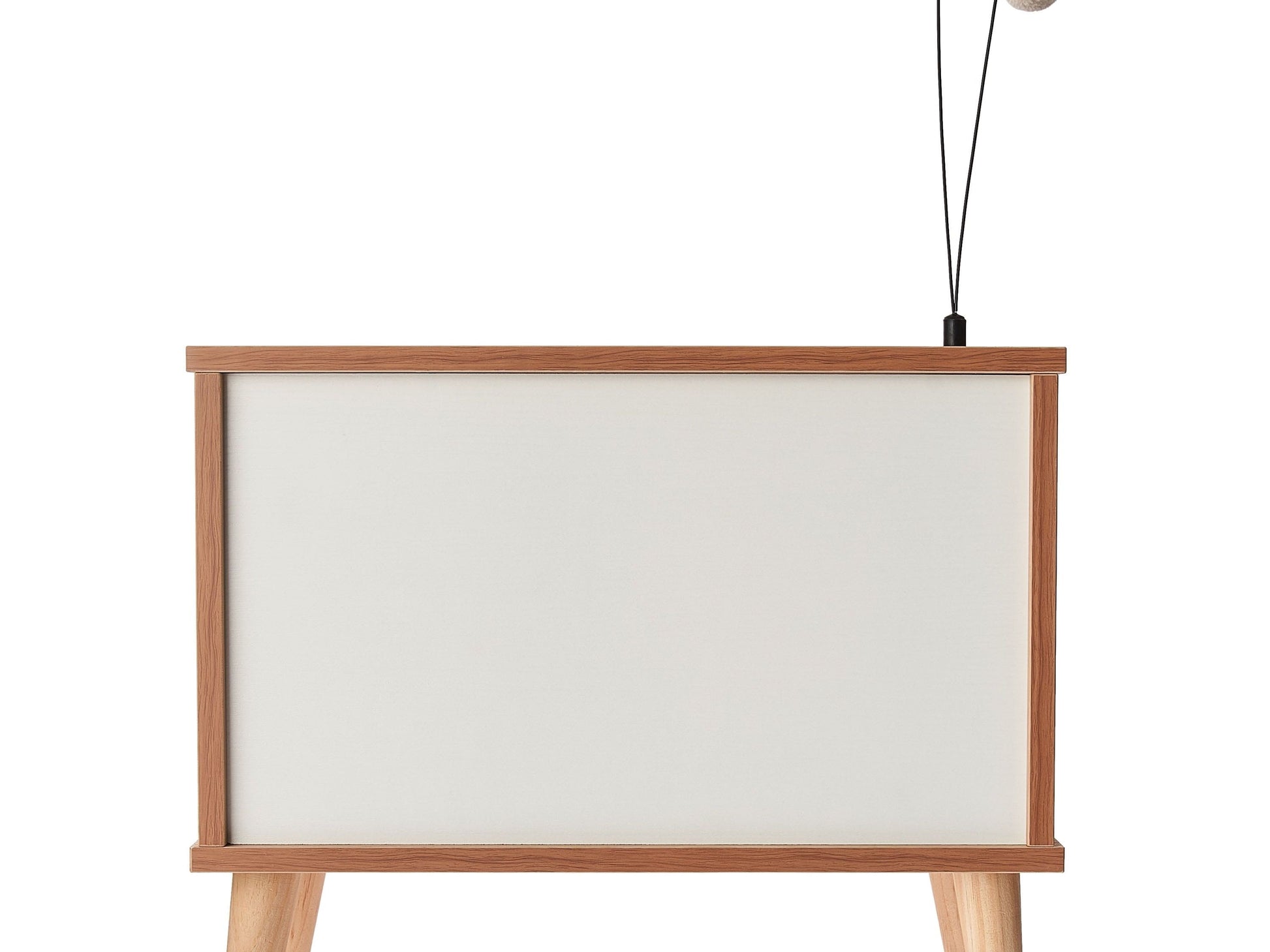 Purr-View Retro TV Cat Condo with Jute Scratching Pad & Washable Mat, Ball Toy Antenna, White & Tan, 20" L X 11.5" W X 16" H
