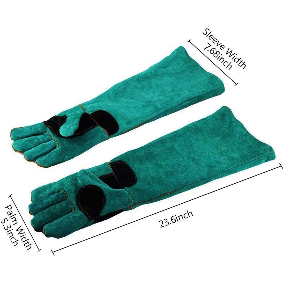 Professional Animal Handling Gloves for Protection Against Bites and Scratches - Suitable for Dogs, Cats, Birds, and Parrots (Green)
