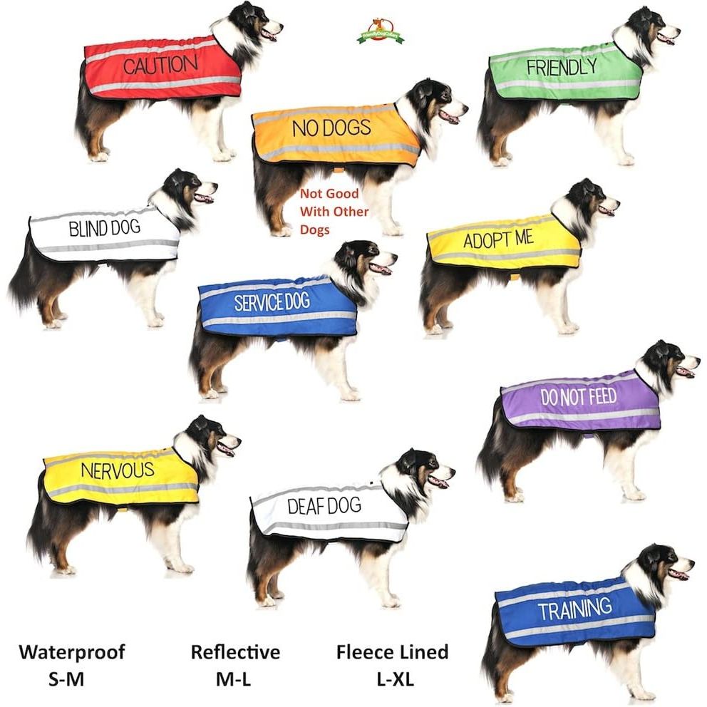 Limited Waterproof Reflective Fleece-Lined Dog Coats for Deaf Dogs - Available in Sizes S to XL, Prevents Accidents by Alerting Others (M-L Back Length 17" / 43 cm)