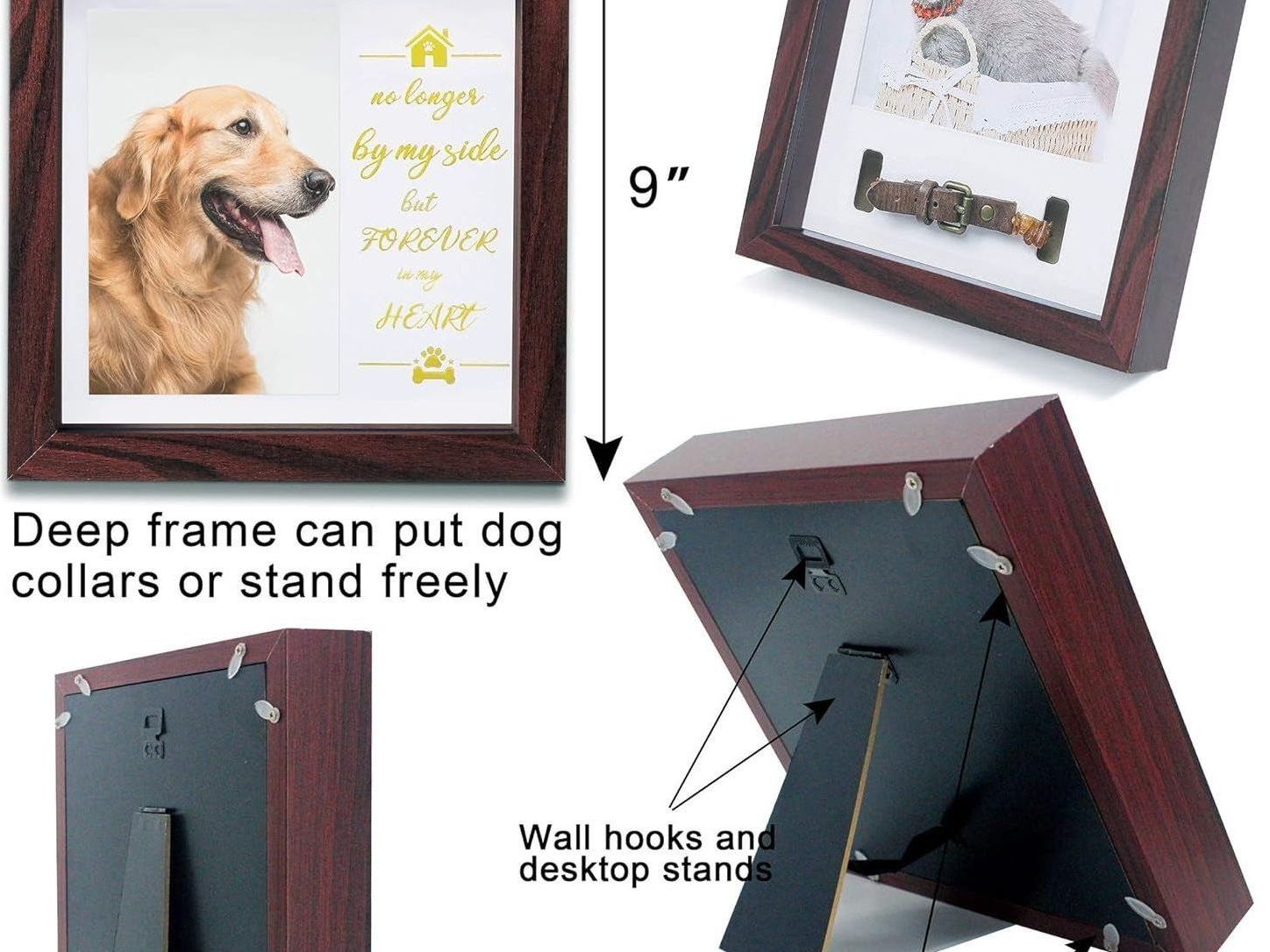 Mahogany Pet Memorial Picture Frame - Sentimental Tribute for Dog and Cat Loss, Keepsake Frame for Remembrance and Sympathy Gifts