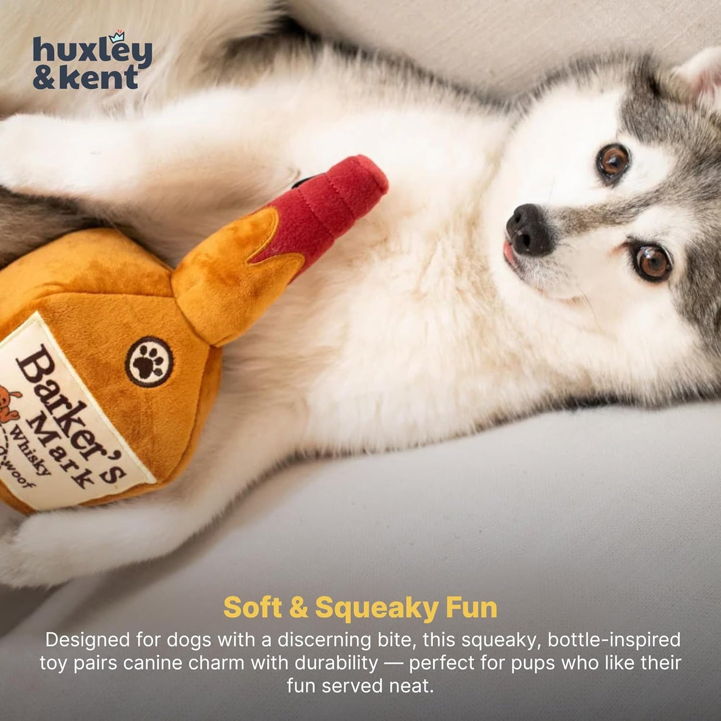 Power Plush Squeaky Dog Toy with Squeaker - Soft Stuffed Animal for Indoor Play and Fetch - Suitable for Small, Medium, and Large Dogs - Barker's Mark, Large