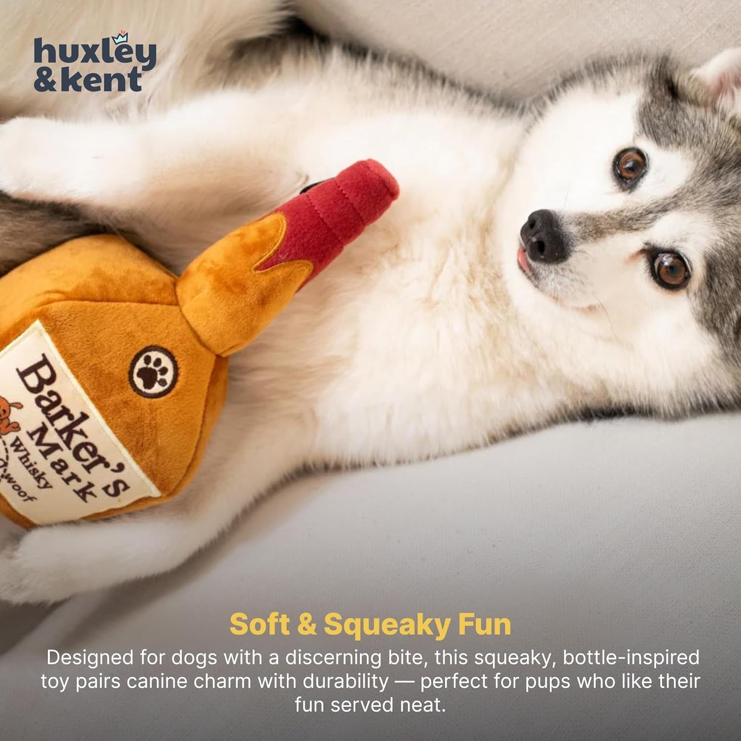 Power Plush Squeaky Dog Toy with Squeaker - Soft Stuffed Animal for Indoor Play and Fetch - Suitable for Small, Medium, and Large Dogs - Barker's Mark, Large