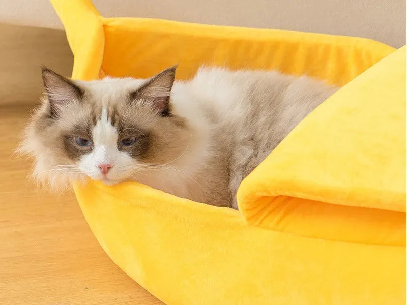 Cozy Banana Cat Bed – Winter Comfort Nest for Cats & Small Dogs