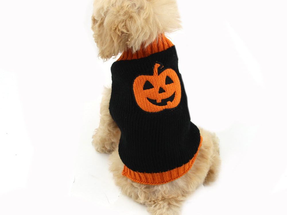Pet Halloween Dog Knitted Pumpkin Sweater