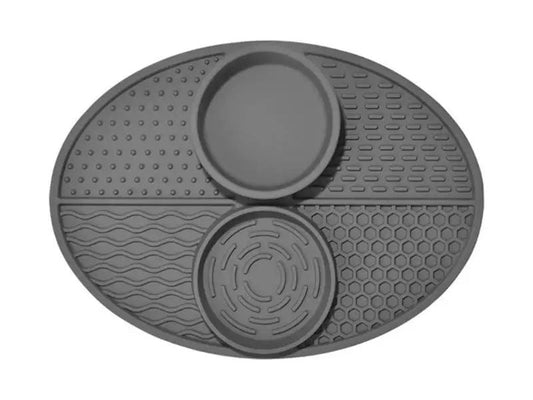 Pet Licking Mat Slower Feeder Pad for Dogs Silicone Double Bowl Slow Feeding Pad