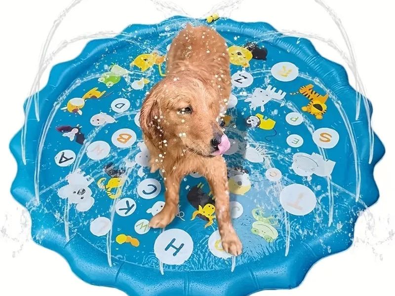 Heavy-Duty Outdoor Pet Bathing Basin with Spray Function - Non-Slip Dog Water Play Mat for Summer Fun and Pet Bathing