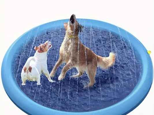 Heavy-Duty Outdoor Pet Bathing Basin with Spray Function - Non-Slip Dog Water Play Mat for Summer Fun and Pet Bathing