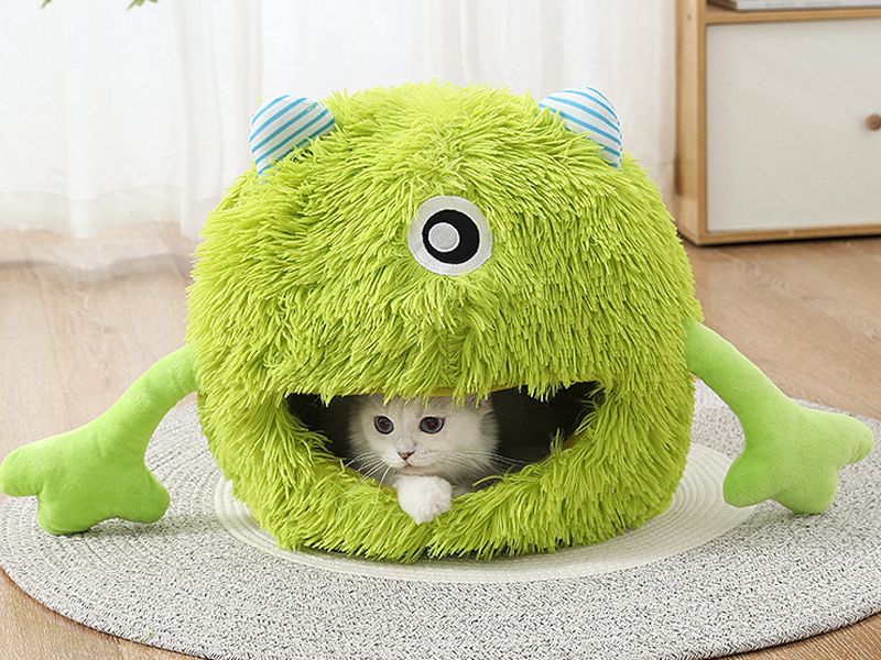 Cat Beds for Indoor Cats Cat Bed Machine Washable Fluffy round Pet Bed Non Slip Calming Soft Plush Cuddler Cushion Self Warming for Small Dogs Kittens