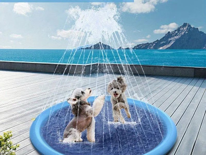 Heavy-Duty Outdoor Pet Bathing Basin with Spray Function - Non-Slip Dog Water Play Mat for Summer Fun and Pet Bathing