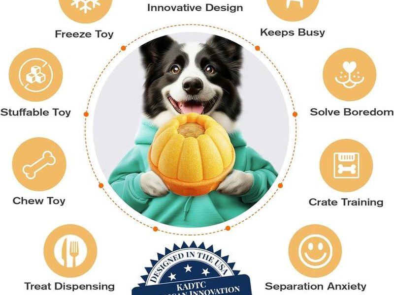 KADTC ALL in ONE 3 in 1 Dog Durable Fillable Chew Toy & Freezer/Freezable/Frozen Lick Treat Tray Enrichment Toys & Kibble Dispensing Ball -Stuffable Peanut Butter Filling DIY Wet Food Interactive Game