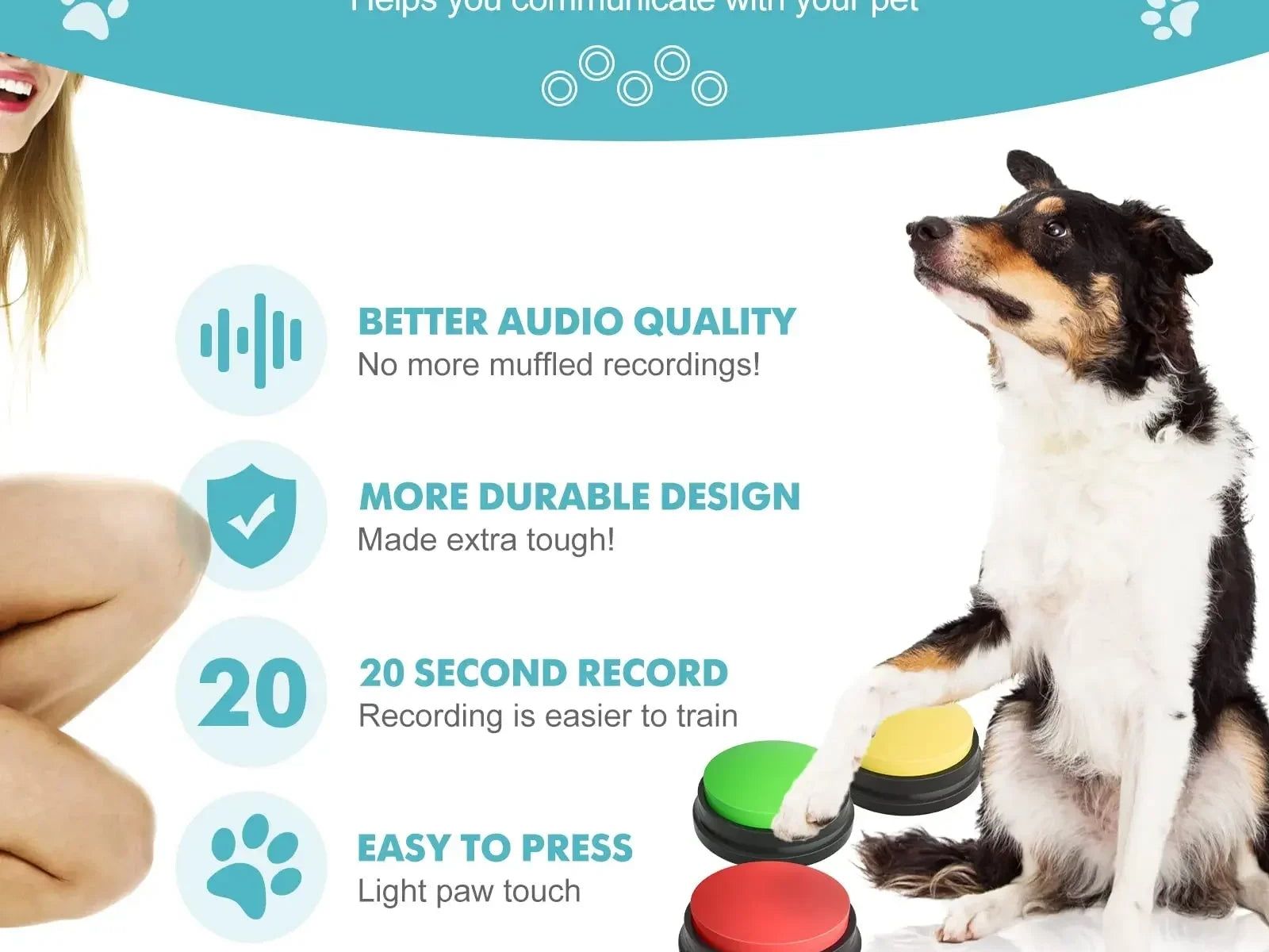 Funny Dog Recordable Pet Toys Travel Talking Pet Starters Dog Speaking Buttons Portable Cute Pet Supplies Communication Dog
