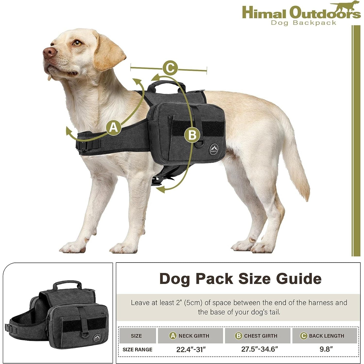 Outdoors Tactical Dog Backpack and Saddle Bag for Large Dogs, Featuring Side Pockets and Adjustable Straps for Hiking