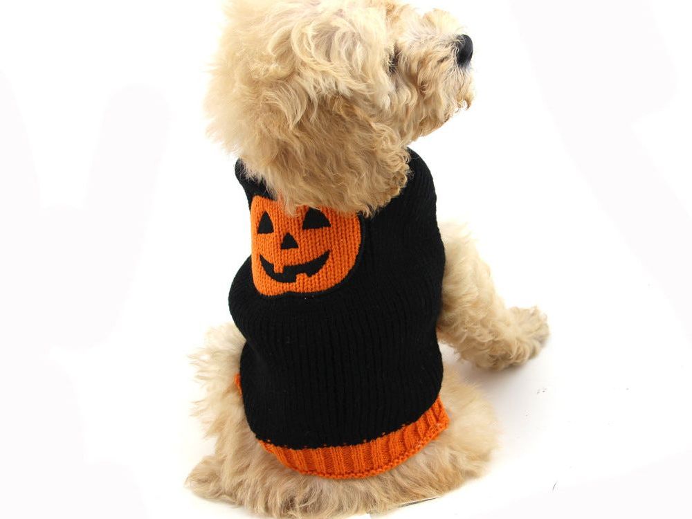 Pet Halloween Dog Knitted Pumpkin Sweater