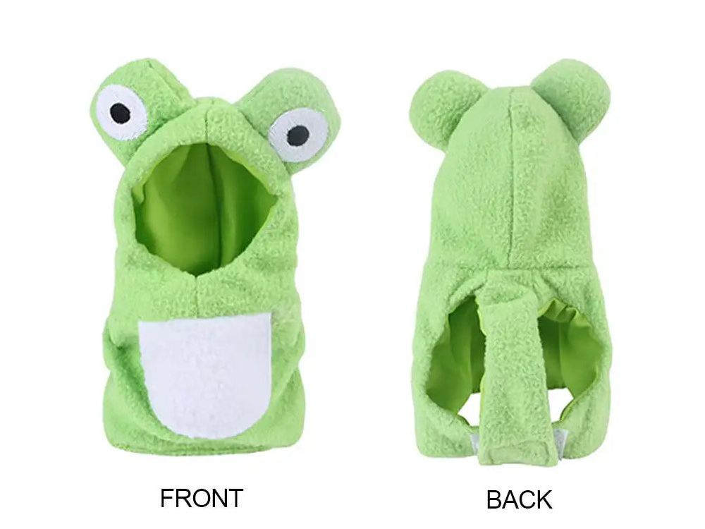 Funny Frog Shaped Birds Clothes Plush Flying Suit Parrots Costume Cosplay Outfit Winter Warm Hat Hooded Pet Bird Accessories