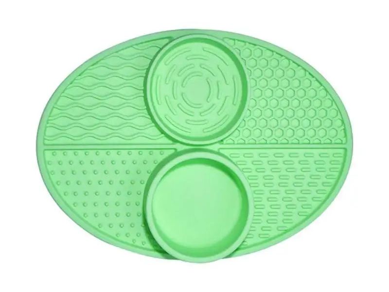 Pet Licking Mat Slower Feeder Pad for Dogs Silicone Double Bowl Slow Feeding Pad