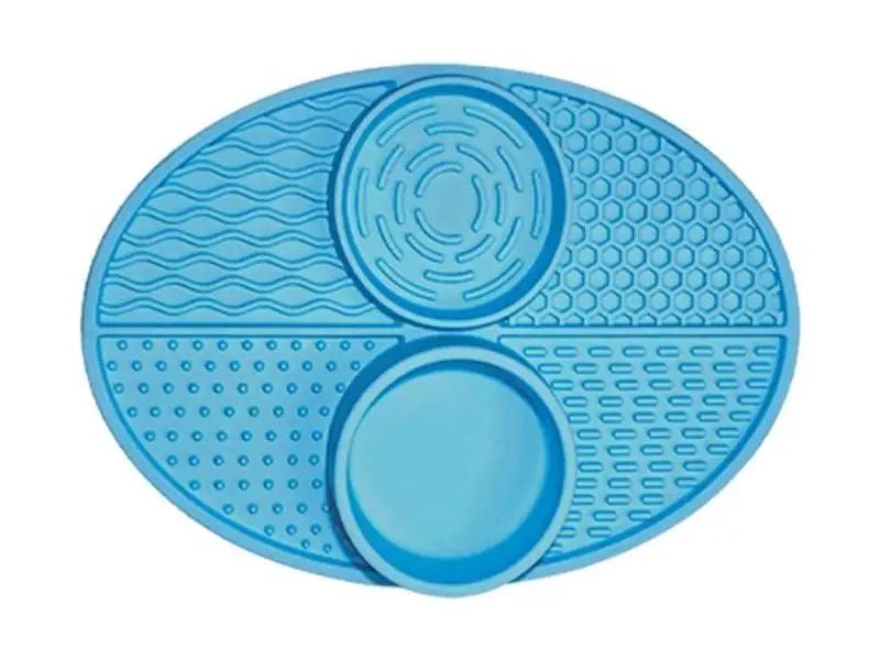 Pet Licking Mat Slower Feeder Pad for Dogs Silicone Double Bowl Slow Feeding Pad