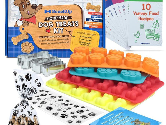 Homemade Dog Treat Kit - DIY Dog Treat Baking Kit W/Molds, Cutters, Recipes & Gift Bags - Bake Fresh, Healthy Organic Training Treats for Dogs at Home