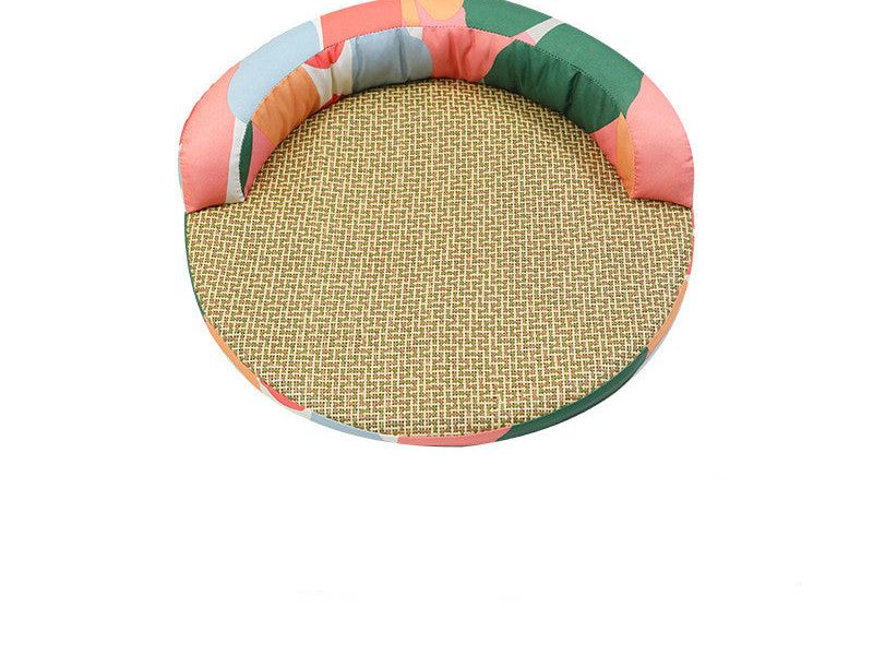 New Summer Cool Pet Sofa Beds Weaving Rattan Pillow to Lean on Mat Cat Dog Nest Etachable Prevent Cervical Spondylosis Pet Bed