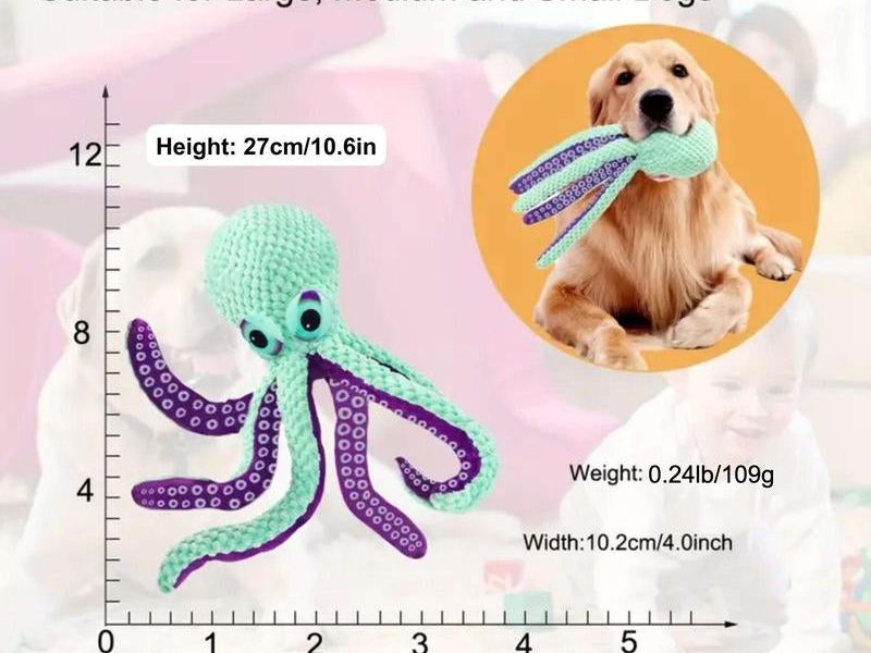 Octopus Shaped Pet Plush Toy, Interactive Chew Plush Toy, Pet Entertainment Supplies