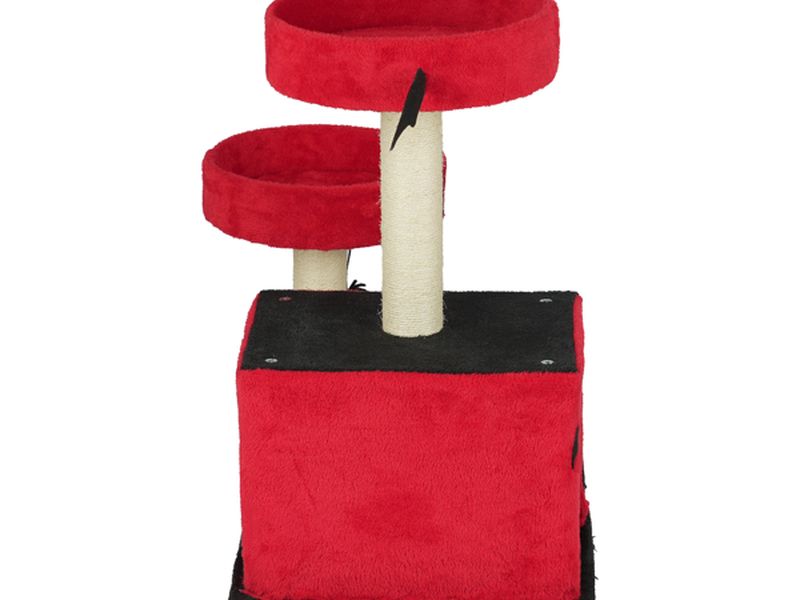 Halloween Cat Climbing Frame Gothic Cat Tree, Cat Tower with Spacious Cat Condo, 2 Padded Perches, Spider Toy, Scratching Posts, Scratching Ladder for Large Cats, Red & Black