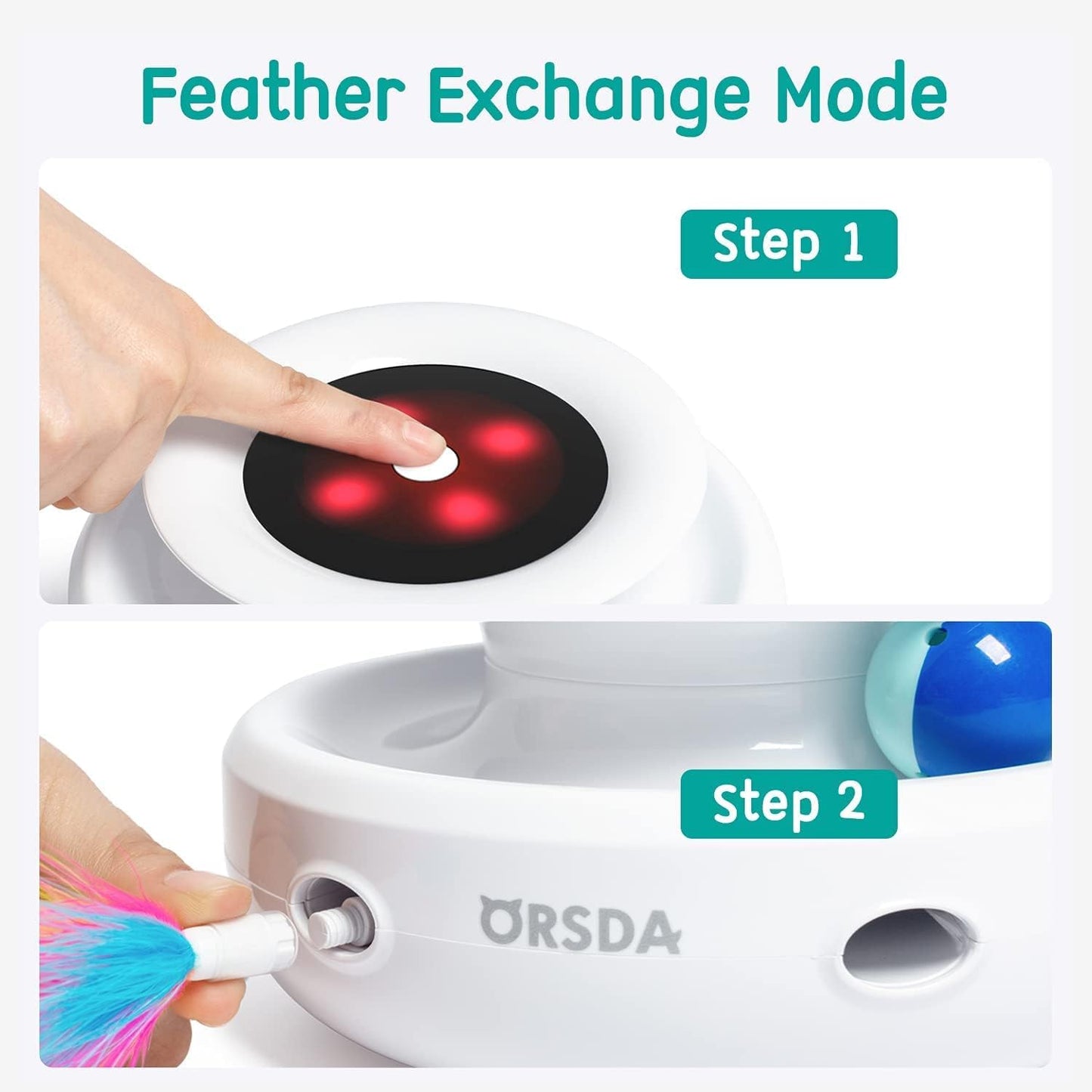 2-in-1 Interactive Cat Toys for Indoor Use - Automatic Toy Balls and Mice with Ambush Feather Attachments, Dual Power Supply, Adjustable Speed, and Auto On/Off Functionality